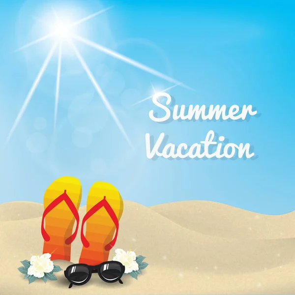 Літній Пляжний Фон Фліп Флопсом Сонцезахисними Окулярами — стоковий вектор