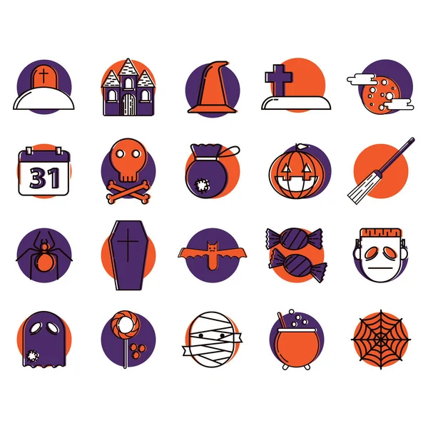 Conjunto Iconos Halloween Ilustración Dibujos Animados — Vector de stock