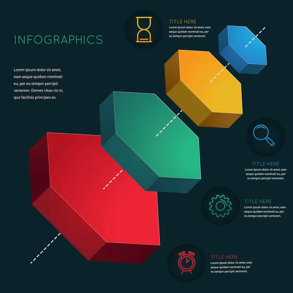 Ilustracja Wektorowa Abstrakcyjnej Infografiki Heksagonalnej — Wektor stockowy