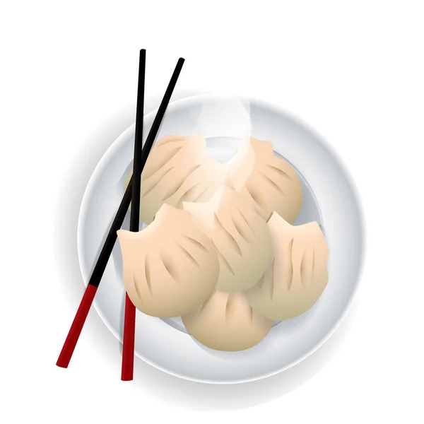 Sushi Avec Baguettes Baguette Sur Fond Blanc — Image vectorielle