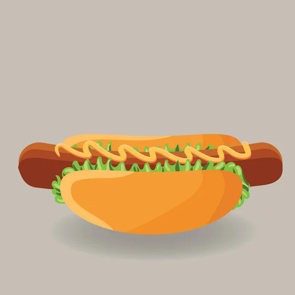 Gostoso Hotdog Ilustração Vetorial — Vetor de Stock