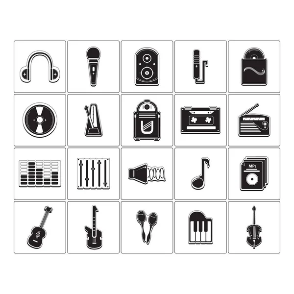 Conjunto Iconos Musicales Ilustración Vectorial Estilizada — Vector de stock