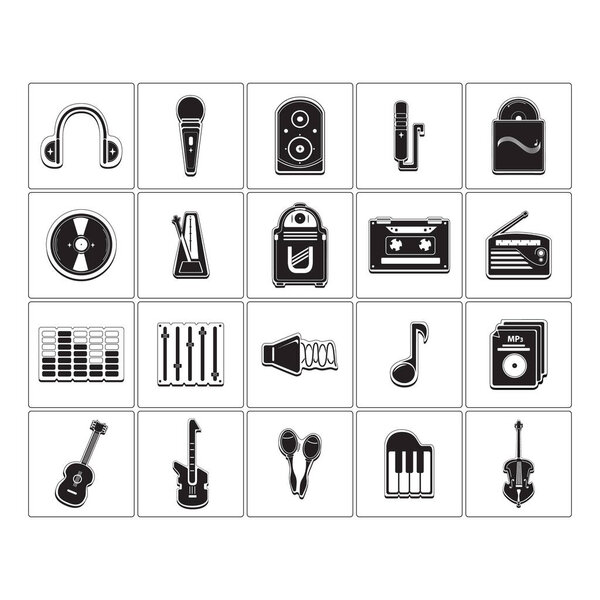Set of music icons stylized vector illustration