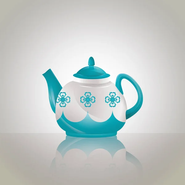 白底茶壶和茶杯 — 图库矢量图片