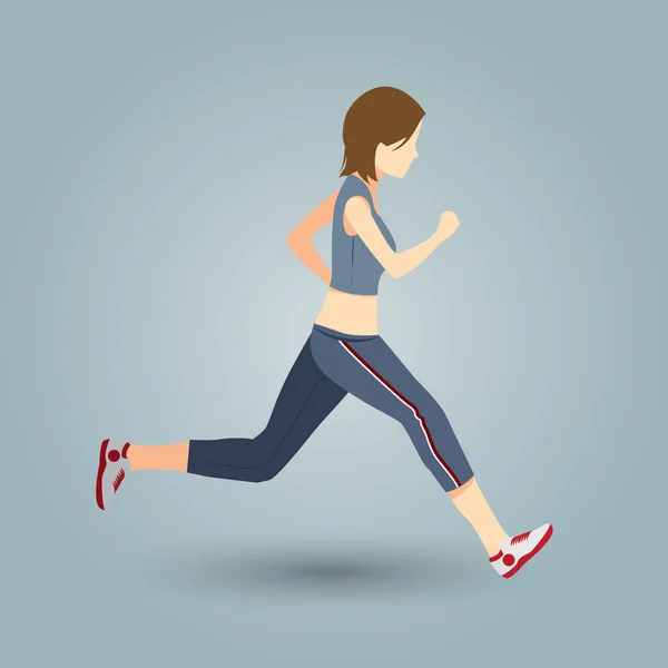 Corriendo Mujer Deporte Estilo Vector Ilustración — Vector de stock