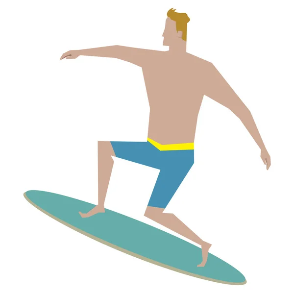 Homem Prancha Surf Ícone Plano Ilustração Vetorial — Vetor de Stock