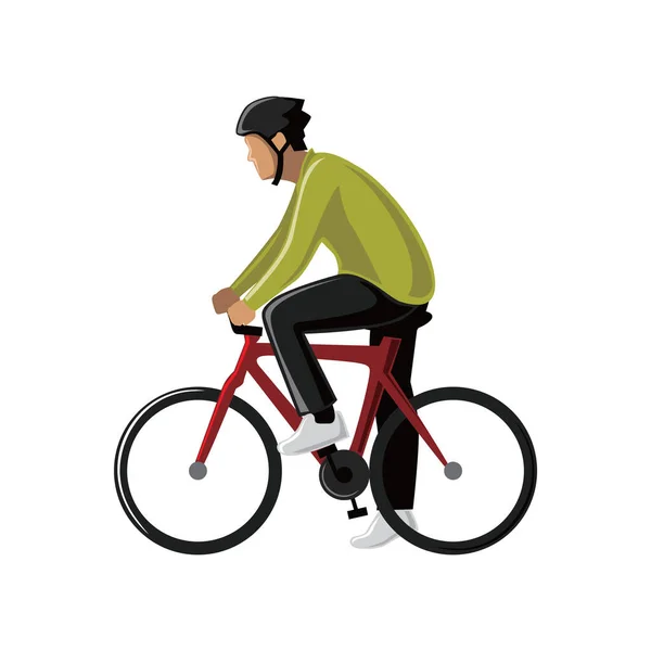 Mann Mit Fahrrad Auf Weißem Hintergrund — Stockvektor