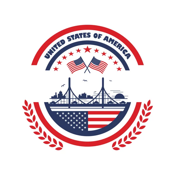 Usa Flag Und Ribbon Vektor Illustration — Stockvektor