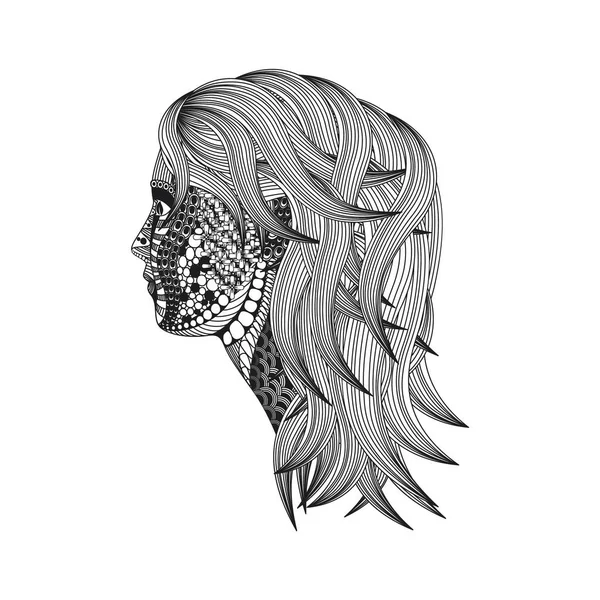 Vektor Illustration Ett Ansikte Ett Kvinnligt Huvud — Stock vektor