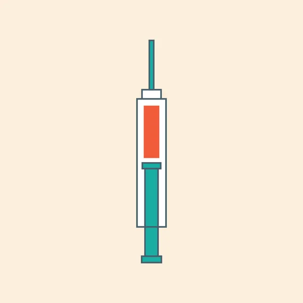 Syringe Icon Flat Style Isolated Background Medical Symbol Vector Illustration — Stock Vector