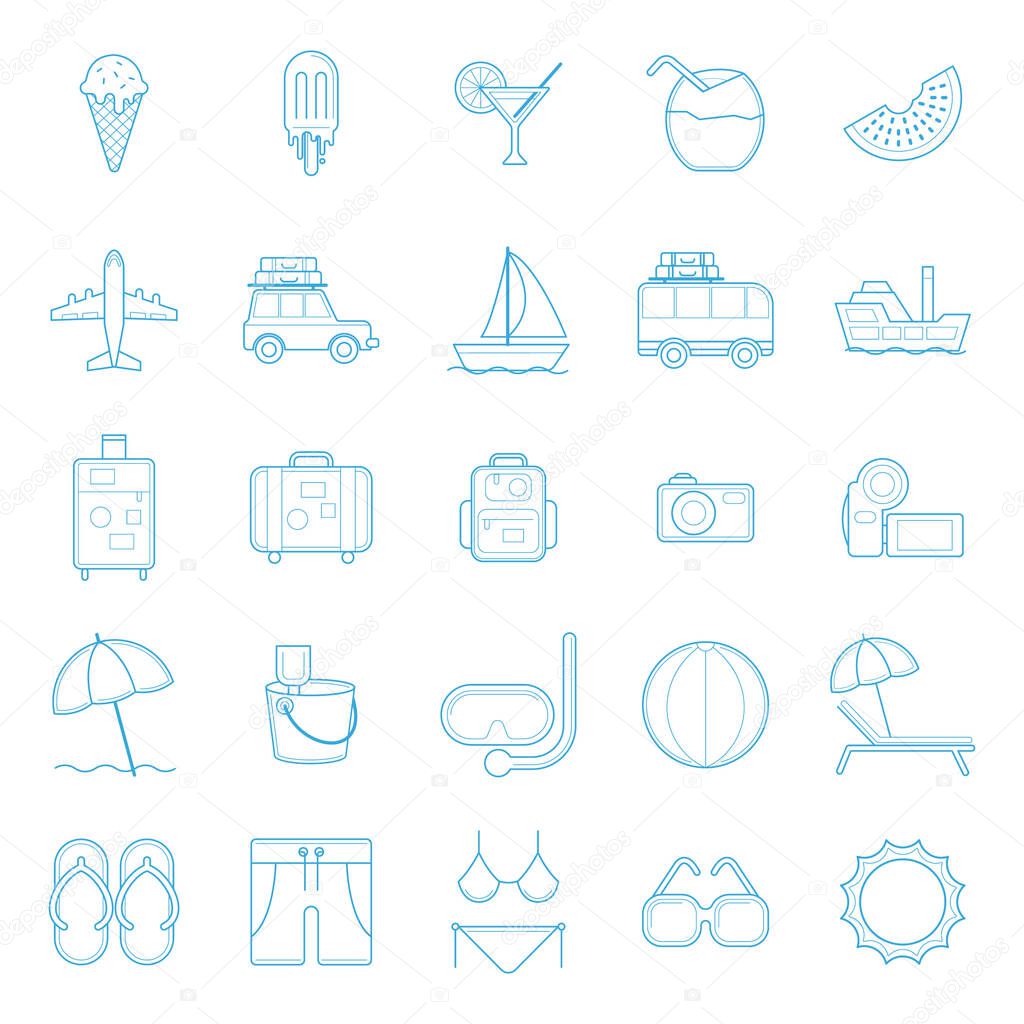 Summer icon set stylized vector illustration