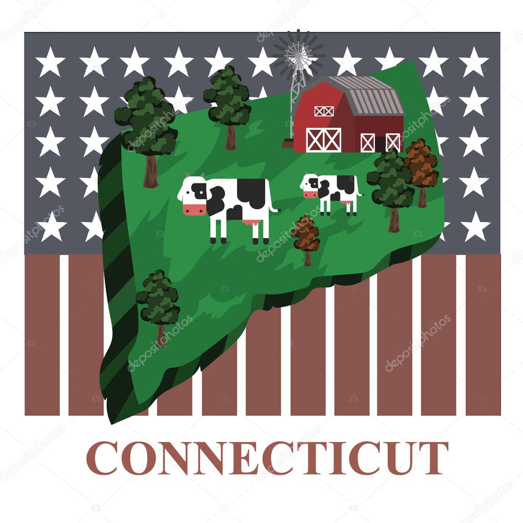 Connecticut state map, vector illustration