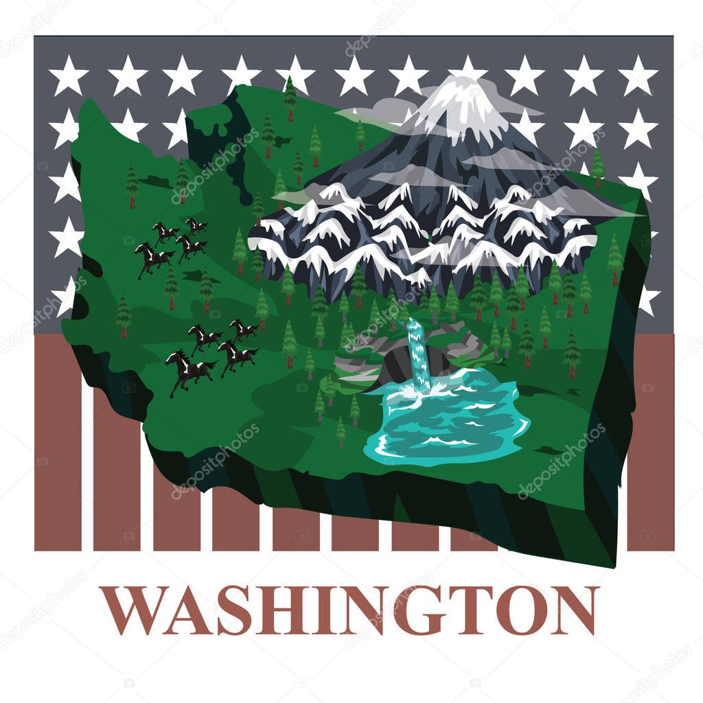 Washington state map, vector illustration