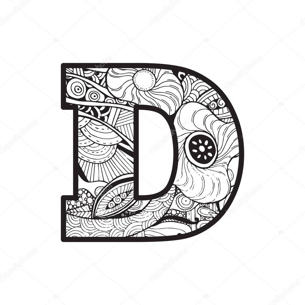 Letter D, vector illustration