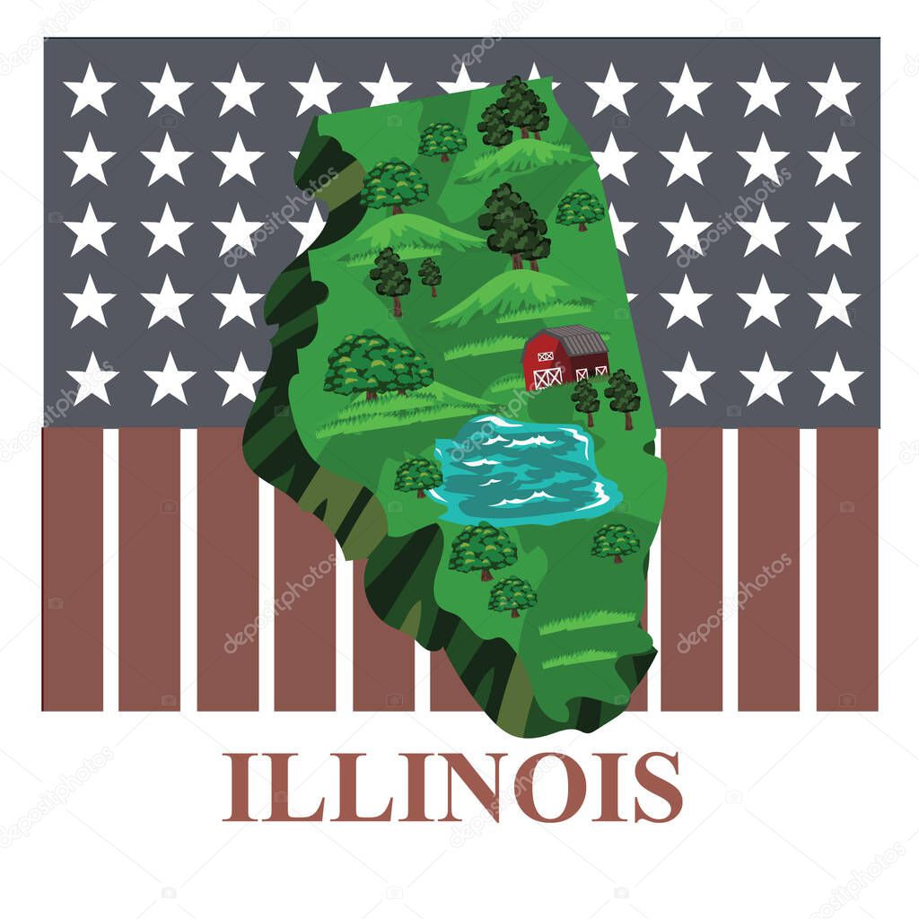 Illinois state map, vector illustration