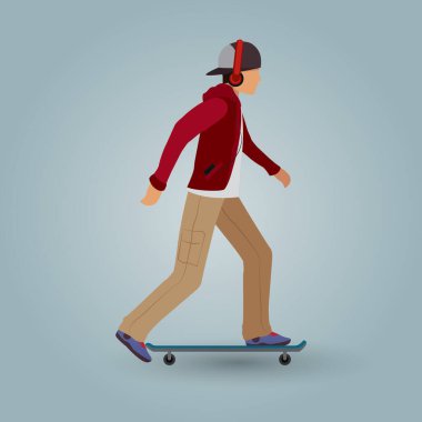 Kaykay süren bir adamın vektör çizimi