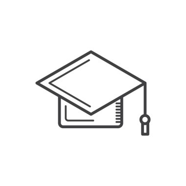 Mortarboard düz simgesi, vektör illüstrasyonu