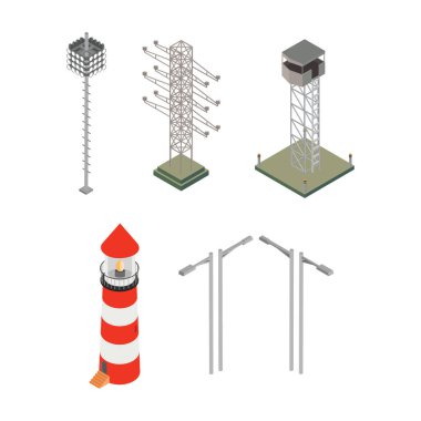 Isometric elektrikli ekipman stilize vektör illüstrasyonu