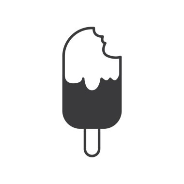 Beyaz arka planda siyah tarzda izole edilmiş dondurma ikonu. yaz sembolü çizimi.