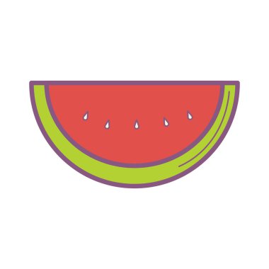 Düz stil karpuz simgesi beyaz arkaplanda izole edilmiş. yaz sembolü çizimi.