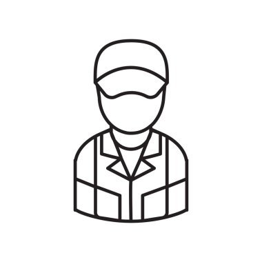 Teslimatçı çocuk düz simge, vektör illüstrasyon