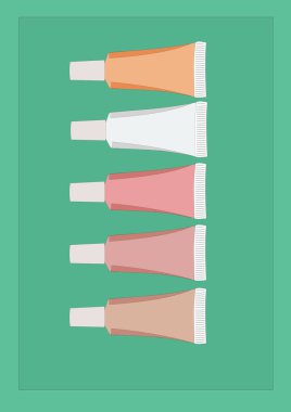 Kozmetik tüpler, tasarım vektör çizimi