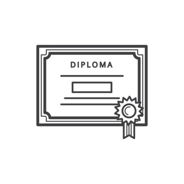 Diploma sertifikası düz simgesi, vektör illüstrasyonu