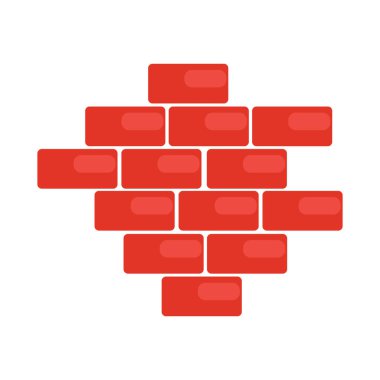 Tuğla duvar düz simgesi, vektör illüstrasyonu