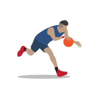 Elinde topla koşan bir adamın vektör çizimi