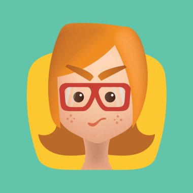 Kız kıskanç düz ikon, vektör illüstrasyonu