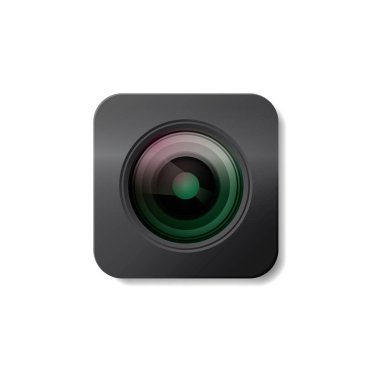 Beyaz arkaplanda kamera lensi