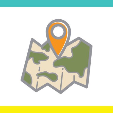 Harita iğnesi şehrin arka planında