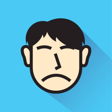 üzgün adam düz simgesi, vektör illüstrasyonu