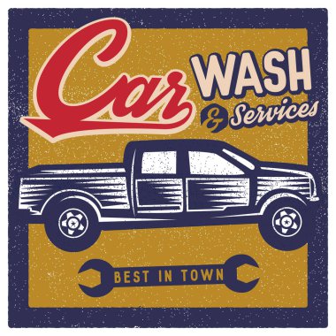 Klasik sörf arabası logosu tasarımı. vektör illüstrasyonu