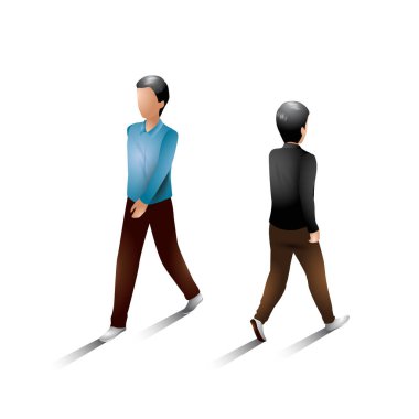 3D adam, siyah gömlekli ve kırmızı atkılı.