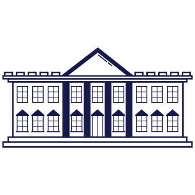 bina simgesi beyaz arkaplanda izole edilmiş. müze sembolü çizimi.