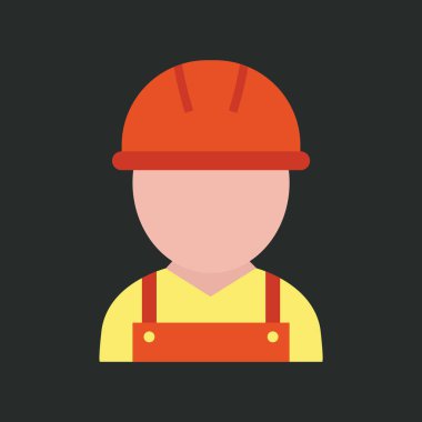 İnşaat işçisi avatar simgesi vektör illüstrasyon grafik tasarımı