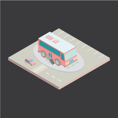 Aracı olan bir kamyonun izometrik 3D görüntülemesi