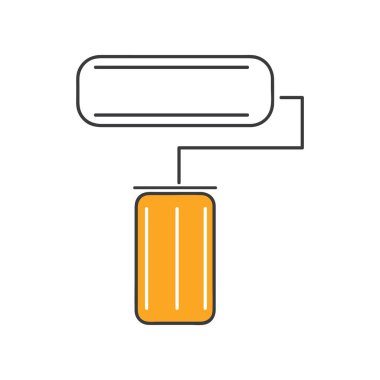 Beyaz arka planda izole edilmiş düz stil boya silindiri ikonu. inşaat sembolü çizimi.