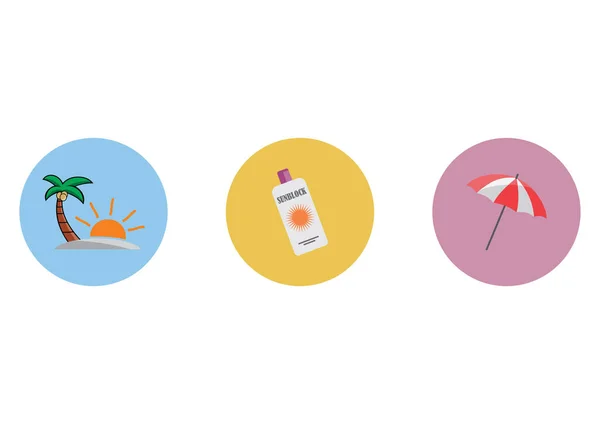 Summer Vacation Icons Set Vector Illustration — Stock Vector