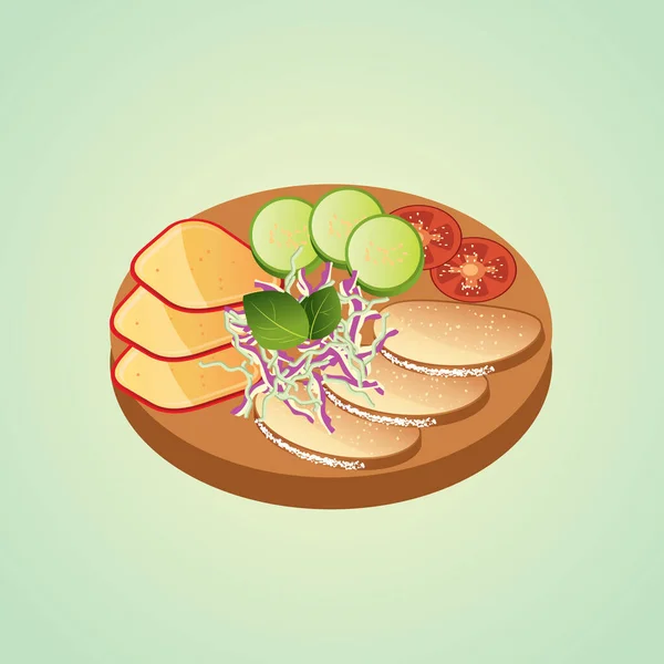 Bandeja Alimentos Ilustración Vectorial Estilizada — Vector de stock