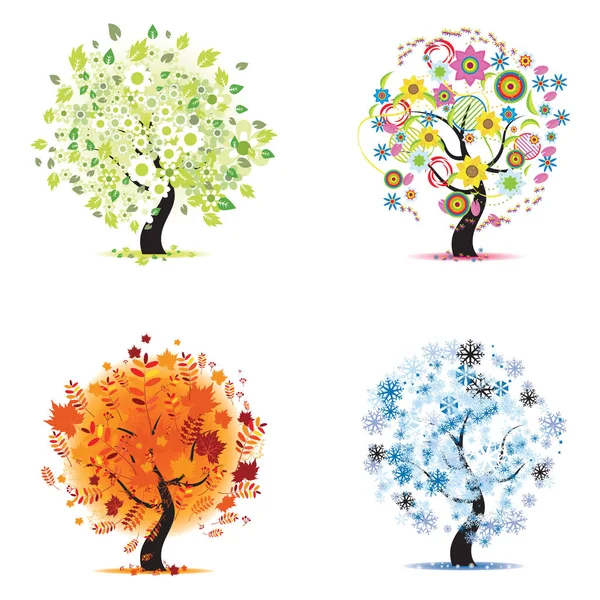 Tree Collection Stylized Vector Illustration — Stock Vector