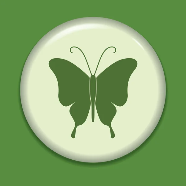 Ikona Motýla Plochém Stylu Zeleném Pozadí — Stockový vektor