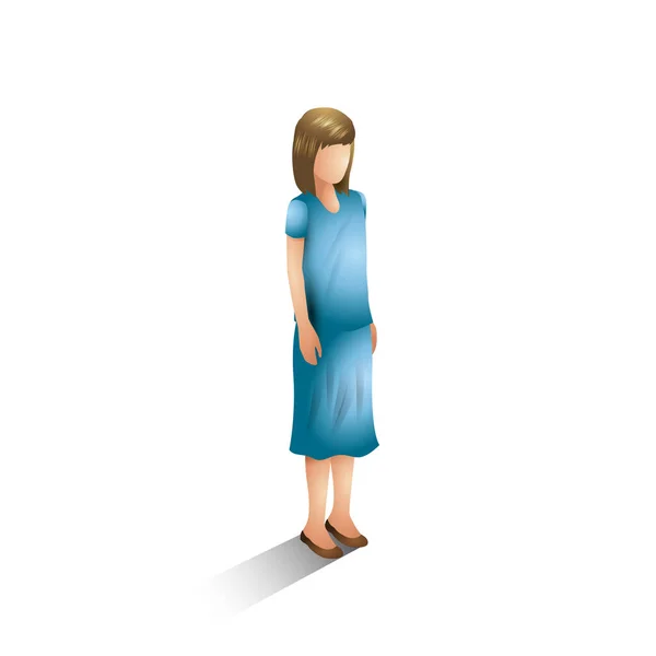 青いドレスを着た女性の3Dレンダリング — ストックベクタ