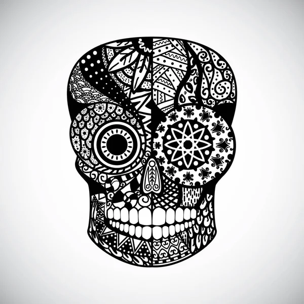 Vector Ilustración Cráneo Con Esqueleto — Vector de stock