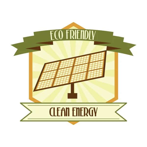 Ícone Plano Etiqueta Energia Limpa Ilustração Vetorial — Vetor de Stock