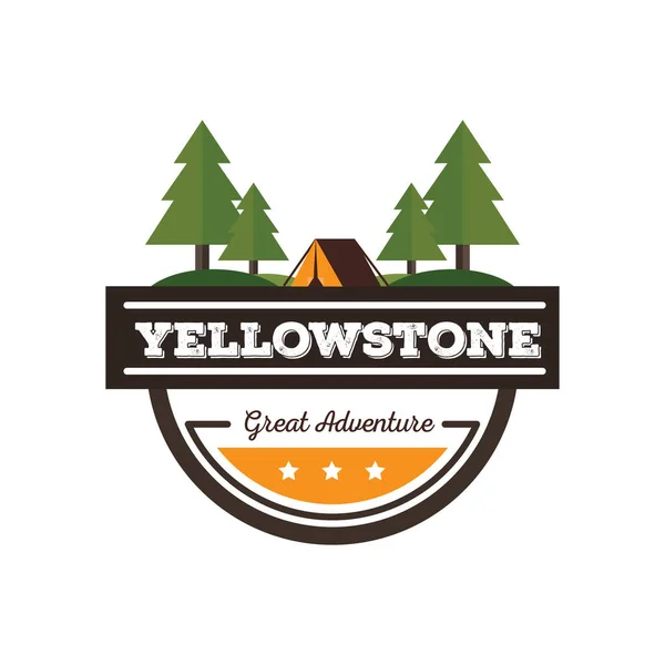 Icono Plano Etiqueta Yellowstone Ilustración Vectorial — Vector de stock