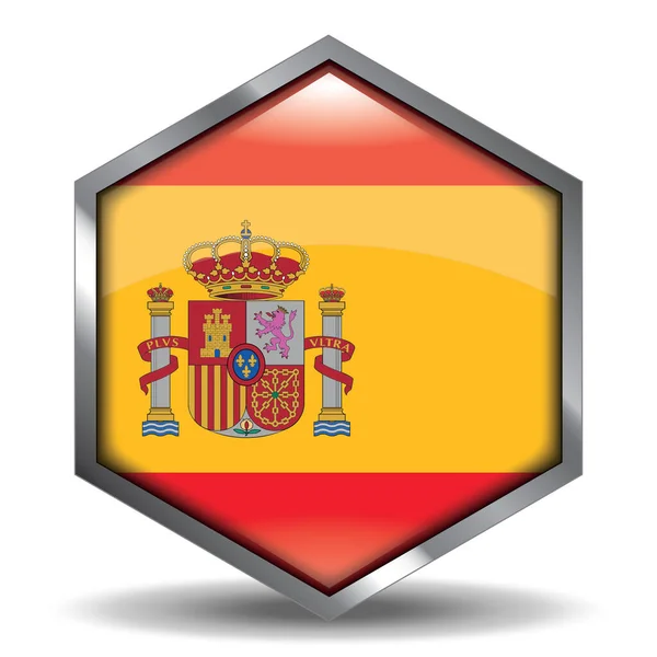 Spanje Vlag Pictogram Knop — Stockvector