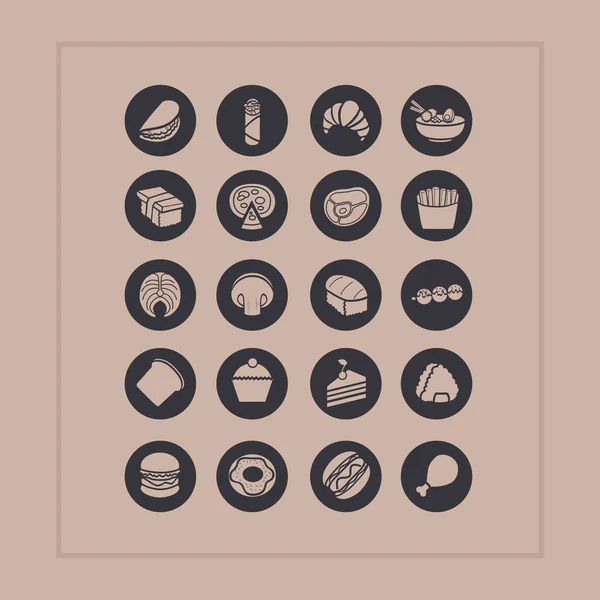 Conjunto Iconos Alimentos Ilustración Vectorial Estilizada — Archivo Imágenes Vectoriales