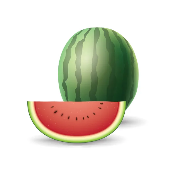 Wassermelone Mit Flachem Symbol Vektorillustration — Stockvektor